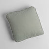 Austin Throw Pillow | Eucalyptus | midweight linen 18x18 inch throw pillow shot from overhead against a white background.
