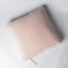 Harlow Throw Pillow | Pearl | Cotton velvet 24 by 24 pillow on a plain background - overhead view.
