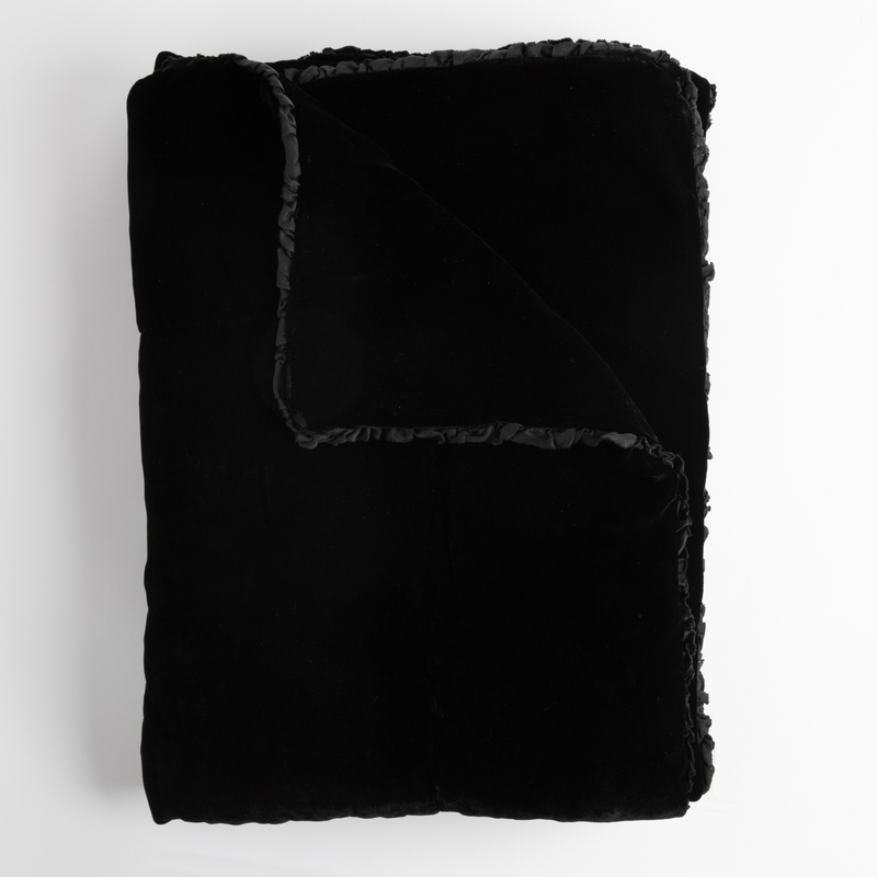 Carmen Blanket | Corvino | folded blanket with corner fold to show trim detail.