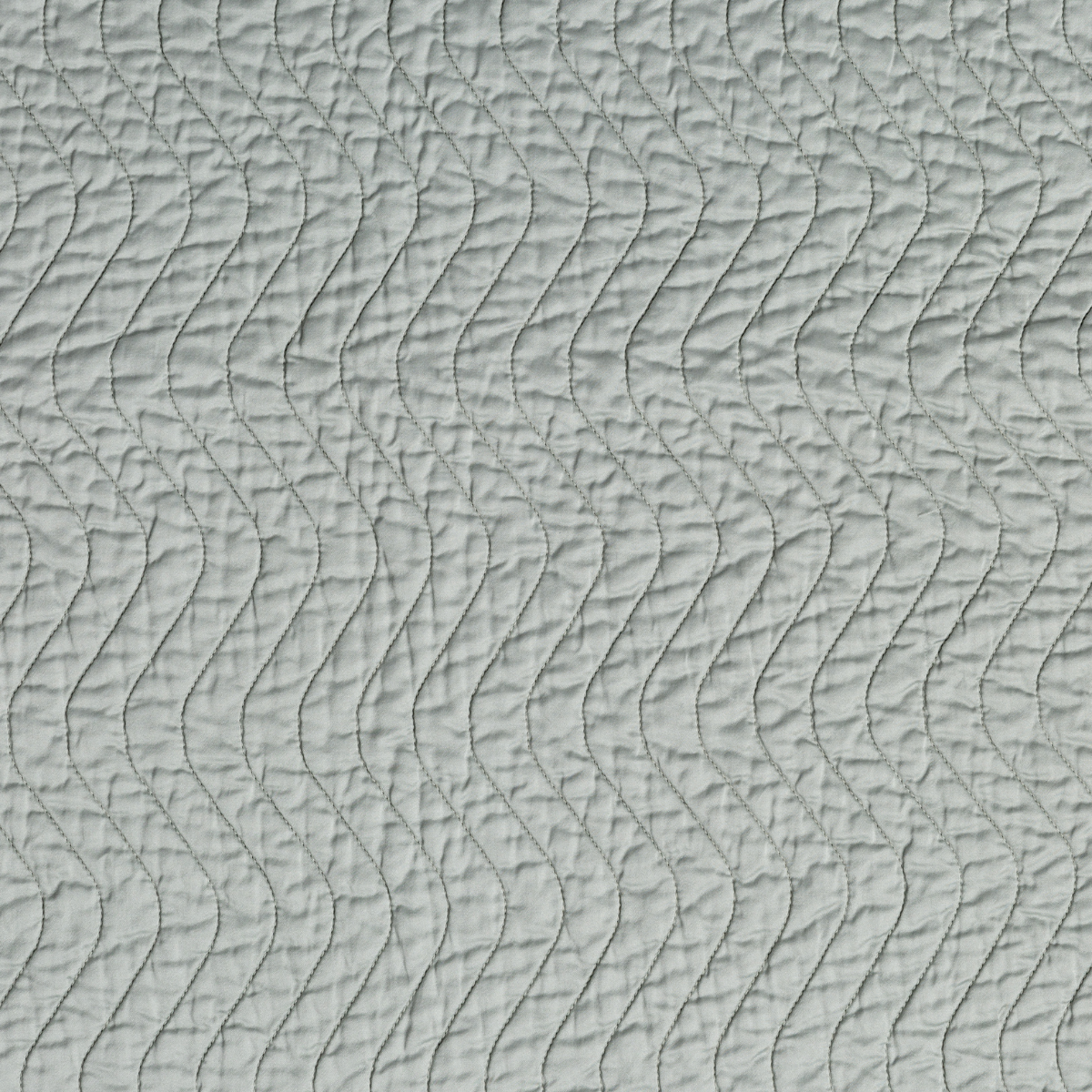 Cirillo Sham | Eucalyptus | A close up of quilted cotton sateen fabric in eucalyptus, a soft light green.