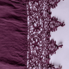 Frida Pillowcase (Single) | Fig | A close up of Frida, an antique cotton lace trim on a linen body, shown in fig, a richly saturated purple-garnet.