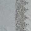 Linen Flat Sheet | Mineral | A close up of frida lace trimmed linen fabric in mineral, a soothing seafoam blue with subtle grey-green undertones.