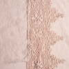 Linen Flat Sheet | Pearl | A close up of frida lace trimmed linen fabric in pearl, a nude-like, soft rose pink tone.