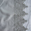 Frida Pillowcase (Single) | Mineral | A close up of Frida , an antique cotton lace trim on a linen body, shown in mineral, a soothing seafoam blue with subtle grey-green undertones.