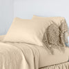 Linen Pillowcase (Single) | Honeycomb | lace trimmed pillowcases shown with monochromatic bedding - side view.