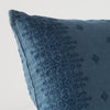 Ines Throw Pillow | Midnight | Close-up of pillow corner, showcasing the embroidery pattern detail.