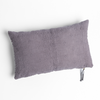 Ines Throw Pillow | French Lavender | embroidered midweight linen rectangle pillow shot overhead against a white background.