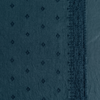 Ines Yardage with Vertical Bands | Midnight | A close up of embroidered midweight linen fabric in midnight, a rich indigo tone.