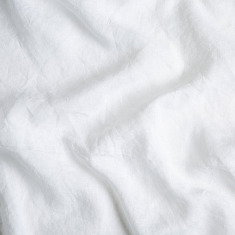 Linen Twin Duvet Cover | White | A close up of linen fabric in classic white.