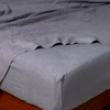 Linen Twin Fitted Sheets | French Lavender | fitted sheet with matching flat sheet - corner view.