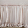 Linen Whisper Bed Skirt | Pearl | Close up of bed skirt, showcasing ruffle detail - side view.