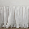 Linen Whisper Bed Skirt | Winter White | Close up of bed skirt, showcasing ruffle detail - side view.