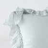 Linen Whisper Sham | Cloud | Corner detail close-up showcasing slight translucence of ruffle trim detail.