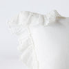 Linen Whisper Sham | Winter White | Corner detail close-up showcasing slight translucence of ruffle trim detail.