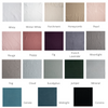 a grid of linen in available colorways - represents the body of the mattine guest towel.