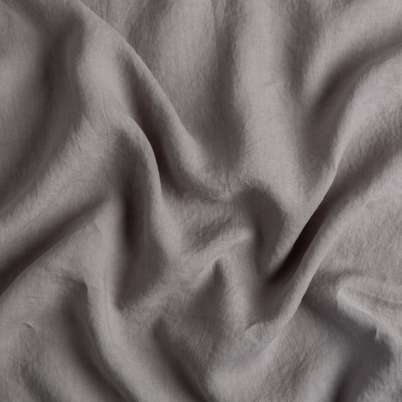 Linen Flat Sheet | Moonlight | A close up of linen fabric in moonlight, a saturated, cool, mid-dark grey tone.