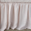 Linen Twin Bed Skirt | Pearl | Close-up of bed skirt, featuring its softly gathered design.
