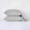 Linen Pillowcase (Single) | Fog | Two linen slepping pillows in fog, stacked neatly against a plain background - side view.