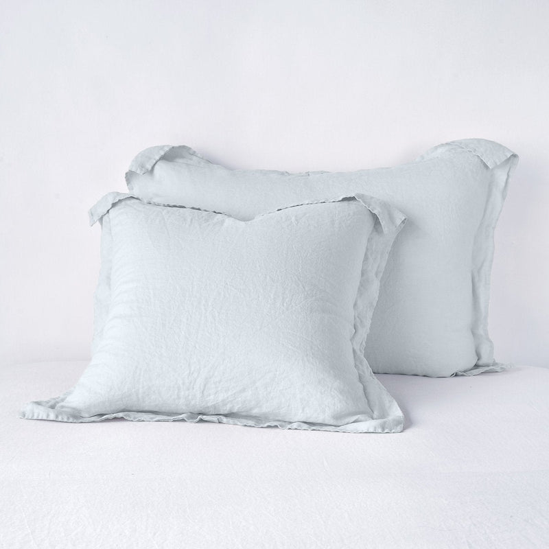 Linen Sham | Cloud | Two shams leaning upright against a white background.