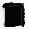 Loulah Blanket | Corvino | folded blanket shows raw edge ruffle detail. - overhead on white background.
