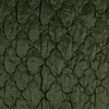 Luna Twin Coverlet | Juniper | A close up of quilted charmeuse fabric in Juniper, a deep green tone.
