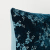 Lynette Throw Pillow | Cenote | Corner detail close-up of Lynette 24 by 24, highlighting two-tone embroidery and linen back - cenote.