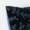 Lynette Throw Pillow | Midnight | Corner detail close-up, highlighting two-tone embroidery and linen back.