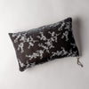 Lynette Throw Pillow | Moonlight | overhead of 15x24 embroidered silk velvet pillow against a white background