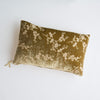 Lynette Throw Pillow | Honeycomb | overhead of 15x24 embroidered silk velvet pillow against a white background