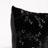 Lynette Throw Pillow | Corvino | Corner detail close-up, highlighting two-tone embroidery and linen back.