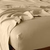 Madera Luxe Fitted Sheet | Honeycomb | fitted sheet with matching rumpled flat sheet - top corner view.