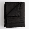 Paloma Blanket | Corvino | folded bed blanket with corner turned down to show silk velvet trim.
