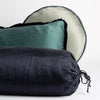 Paloma Throw Pillow | three styles of silk charmeuse throw pillows straight on against a white background