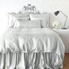 Paloma Bed Skirt | Cloud | bed skirt with matching duvet and pillows - end of bed view.
