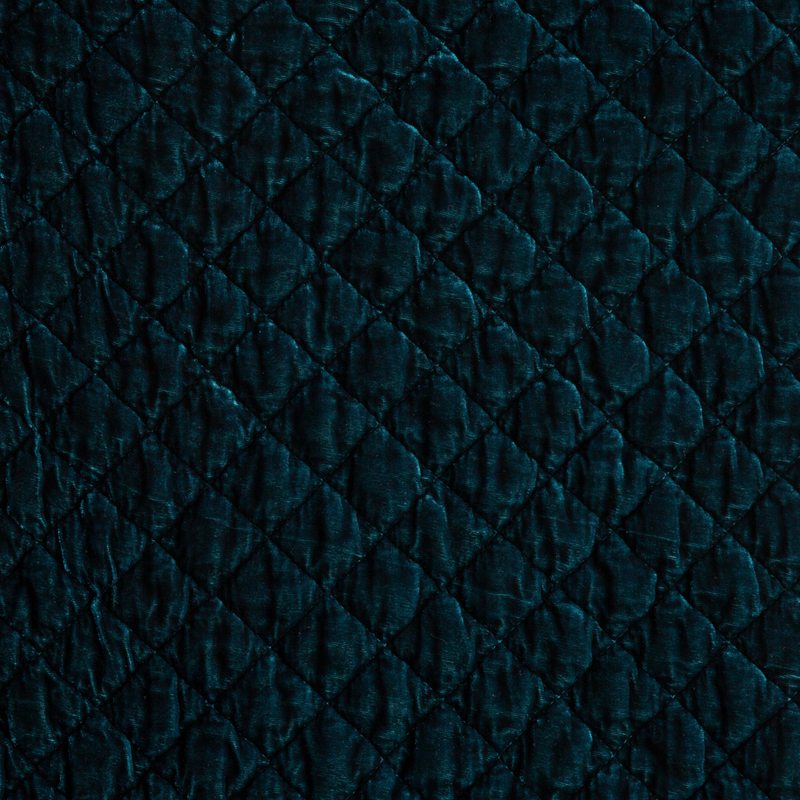 Silk Velvet Quilted Swatch Card | Cenote | A close up of quilted silk velvet fabric in cenote, a vibrant, ocean-inspired blue-green.
