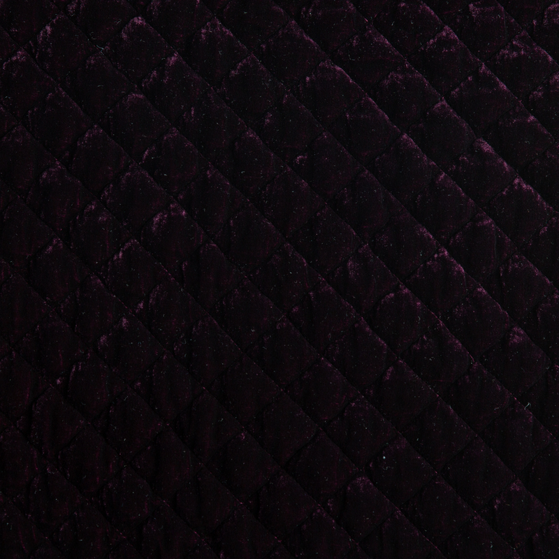 Silk Velvet Quilted Throw Pillow | Fig | A close up of quilted silk velvet fabric in fig, a richly saturated purple-garnet.