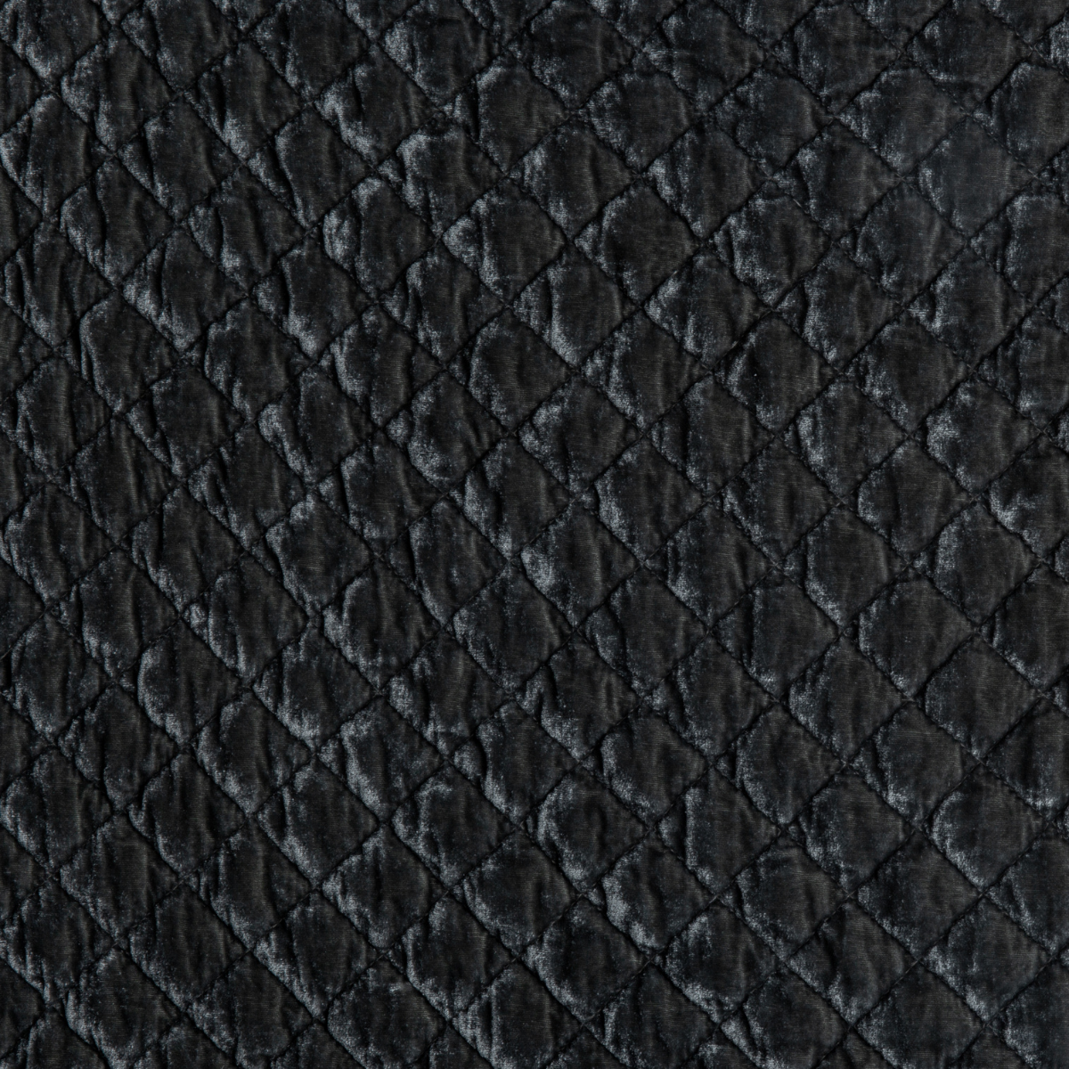 Silk Velvet Quilted Baby Blanket | Fog | A close up of quilted silk velvet fabric in fog, a neutral-warm, soft mid-tone grey.