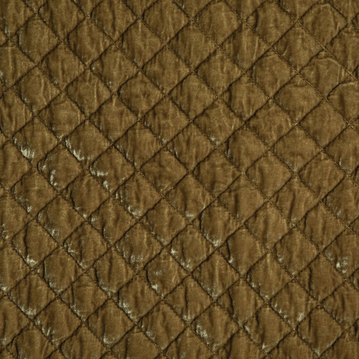 Silk Velvet Quilted Swatch Card | Honeycomb | A close up of quilted silk velvet fabric in honeycomb, a warm golden tone.