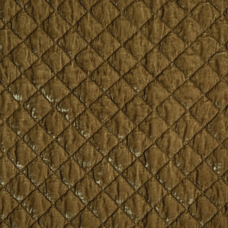 Silk Velvet Quilted Twin Coverlet | Honeycomb | A close up of quilted silk velvet fabric in honeycomb, a warm golden tone.