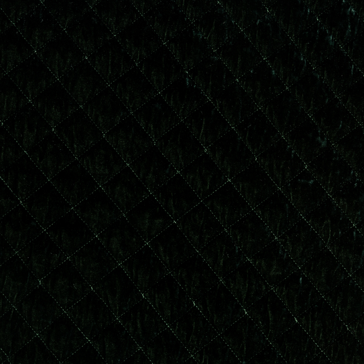 Silk Velvet Quilted Coverlet | Juniper | A close up of quilted silk velvet fabric in Juniper, a deep green tone.
