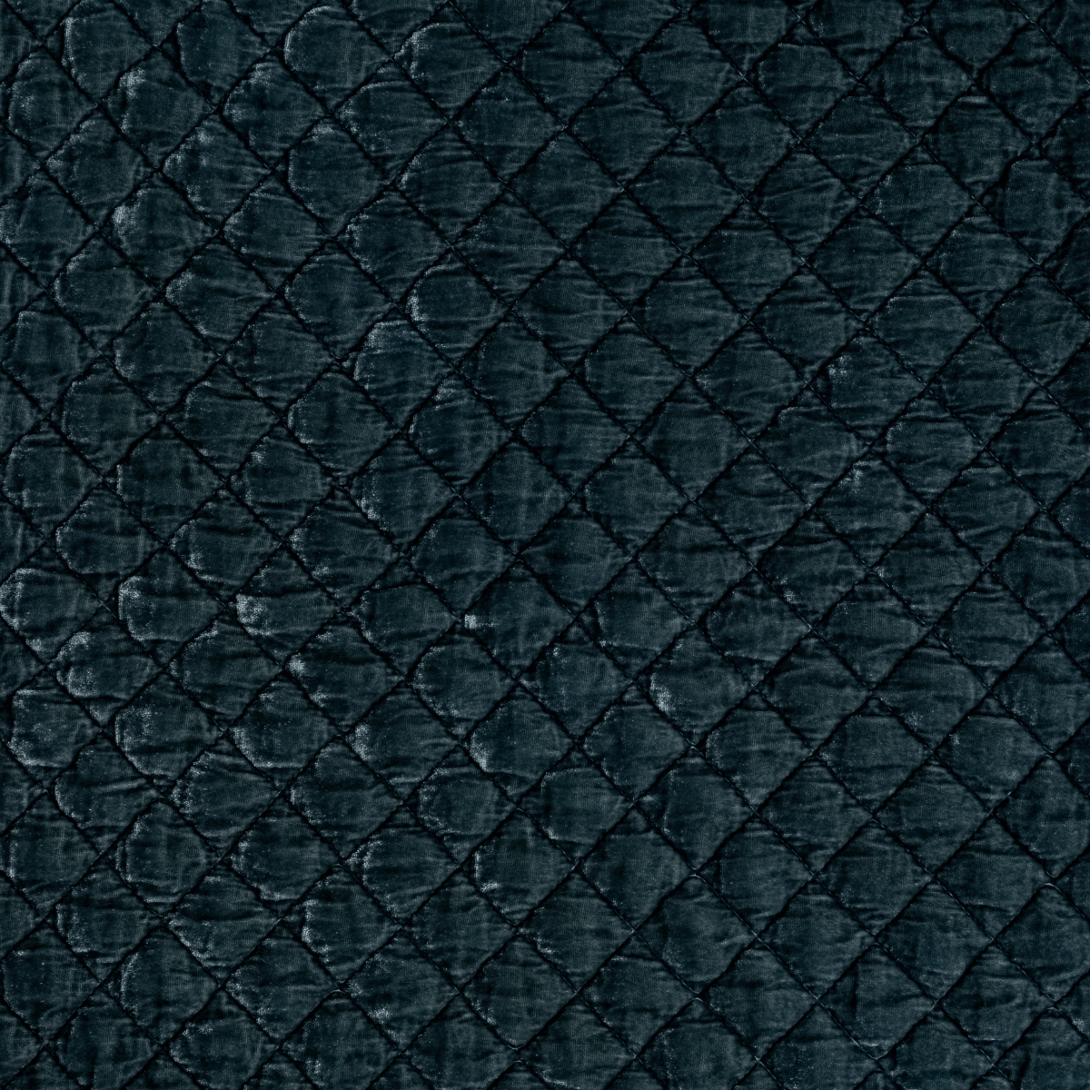Silk Velvet Quilted Coverlet | Mineral | A close up of quilted silk velvet fabric in mineral, a soothing seafoam blue with subtle grey-green undertones.