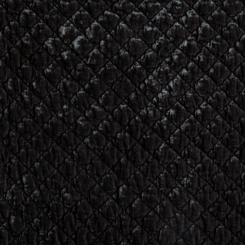 Silk Velvet Quilted Blanket | Moonlight | A close up of quilted silk velvet fabric in moonlight, a saturated, cool, mid-dark grey tone.