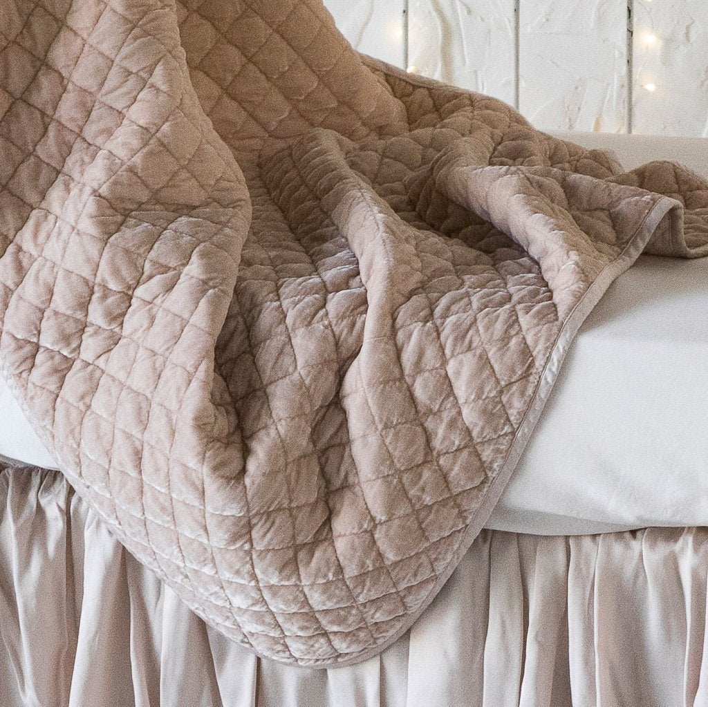 Quilted blanket sales with satin trim
