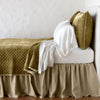 Silk Velvet Quilted Coverlet | Honeycomb | coverlet with matching shams and white sheeting - side view.