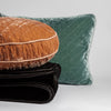 Silk Velvet Quilted Throw Pillow | living pieces in quilted silk velvet show the throw pillows and blanket offered in the collection.