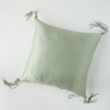 Taline Throw Pillow | Eucalyptus | overhead view on white background.