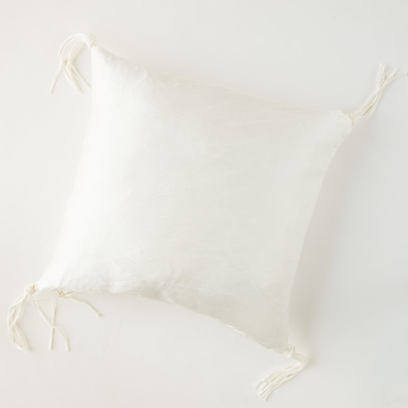 Taline Throw Pillow | Winter White | overhead view on white background.