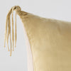 Taline Sham | Honeycomb | Corner detail close-up, highlighting hand-tied charmeuse tassel.