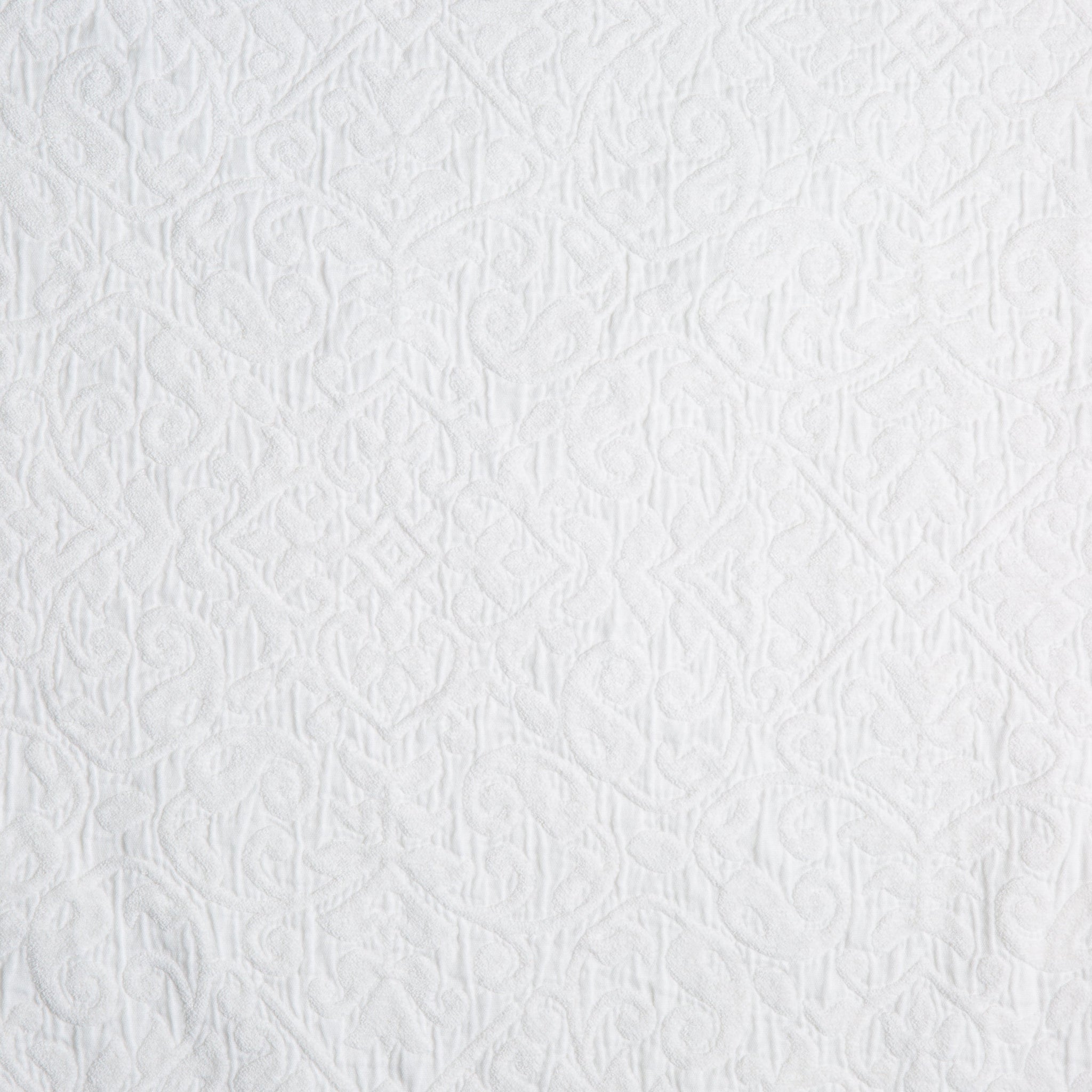 Vienna Baby Blanket | White | A close up of cotton chenille fabric in classic white.
