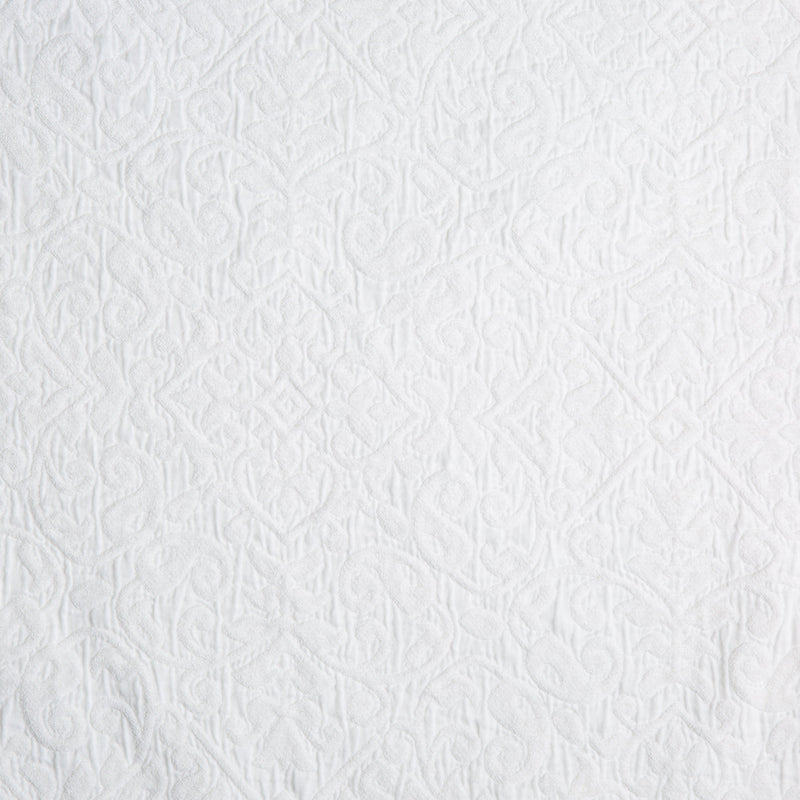 Vienna Throw Pillow | White | A close up of cotton chenille fabric in classic white.